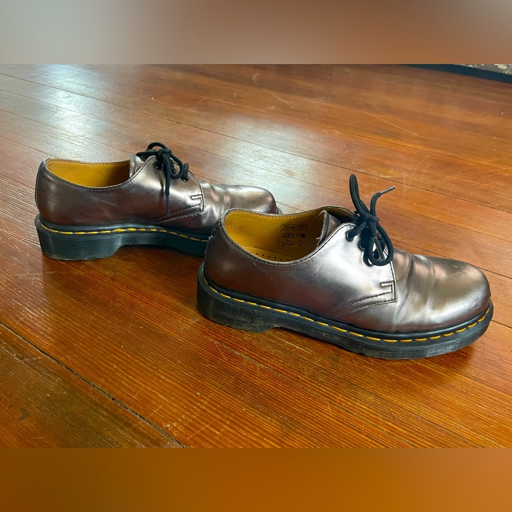 Pewter Doc Martens Leather Oxfords